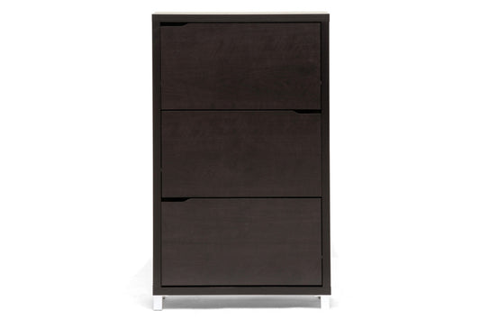 Baxton Studio - Simms Shoe Cabinet in Dark Brown - FP-3OUSH-CAPPUCINo view 2