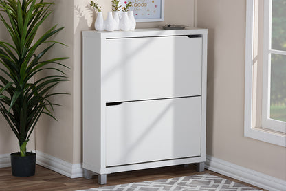 Baxton Studio - Simms Shoe Cabinet in White - FP-2OUS-White view 3