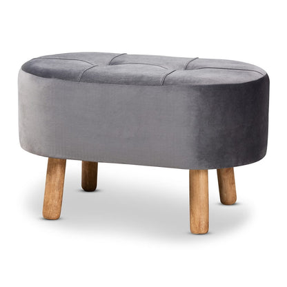 Baxton Studio - Simone Ottoman in Grey/Natural - JY19A222-Grey/Natural-Otto view 1