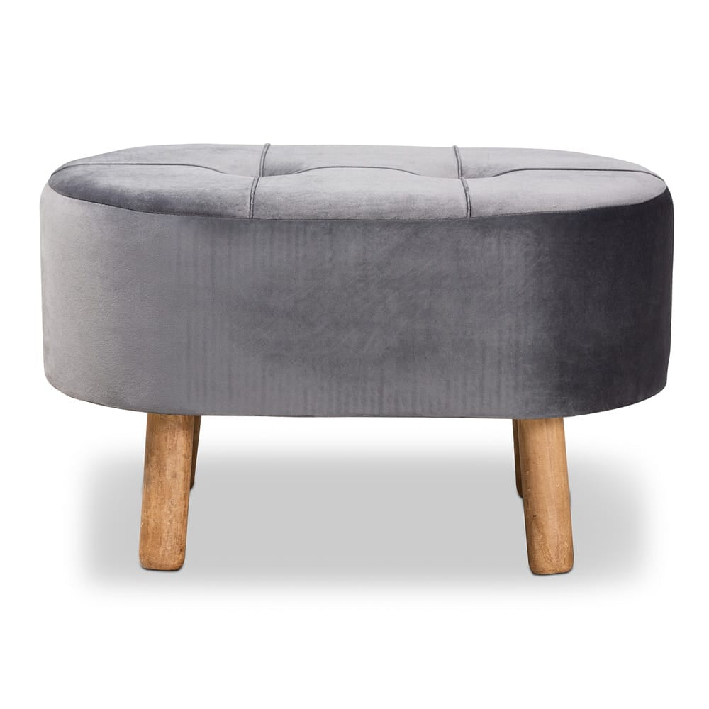 Baxton Studio - Simone Ottoman in Grey/Natural - JY19A222-Grey/Natural-Otto view 2