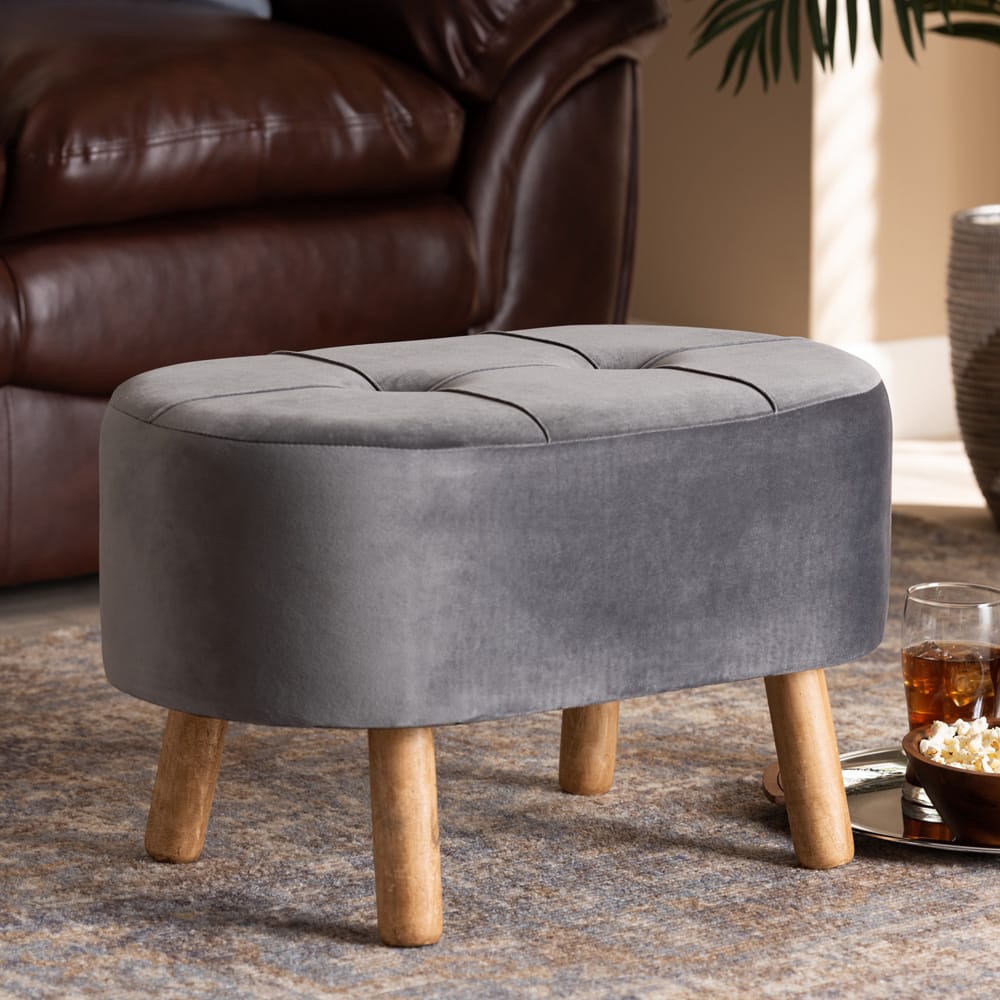Baxton Studio - Simone Ottoman in Grey/Natural - JY19A222-Grey/Natural-Otto view 6
