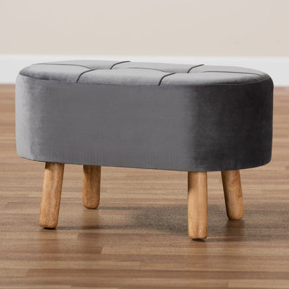 Baxton Studio - Simone Ottoman in Grey/Natural - JY19A222-Grey/Natural-Otto view 7