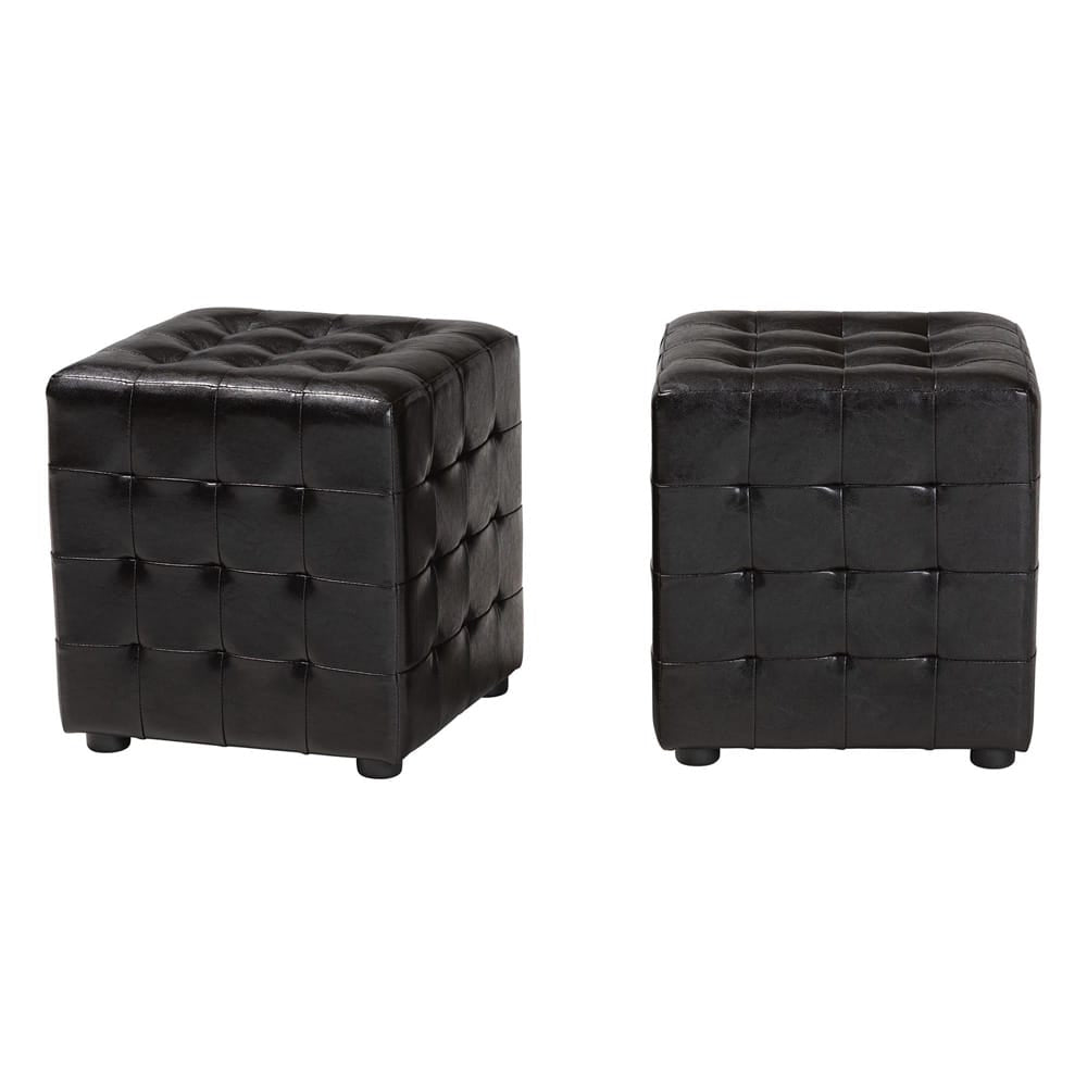 Baxton Studio - Siskal Set of 2 Ottomans in Dark Brown - BH-5589-DARK BROWN-OTTO view 1