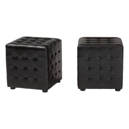 Baxton Studio - Siskal Set of 2 Ottomans in Dark Brown - BH-5589-DARK BROWN-OTTO view 1