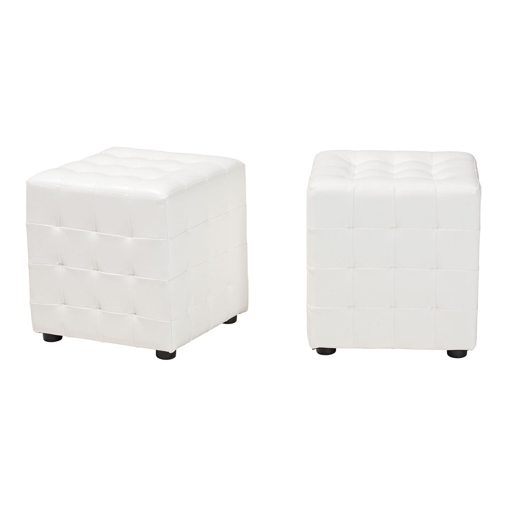 Baxton Studio - Siskal Set of 2 Ottomans in White - BH-5589-WHITE-OTTO view 1