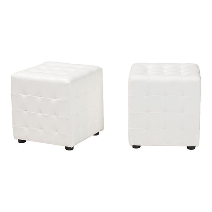 Baxton Studio - Siskal Set of 2 Ottomans in White - BH-5589-WHITE-OTTO view 1