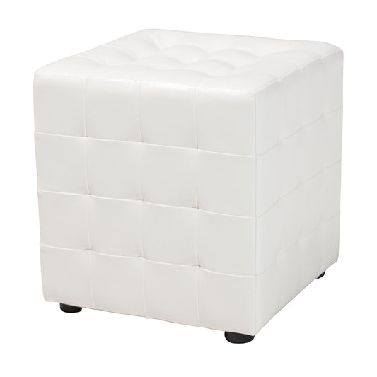 Baxton Studio - Siskal Set of 2 Ottomans in White - BH-5589-WHITE-OTTO view 2