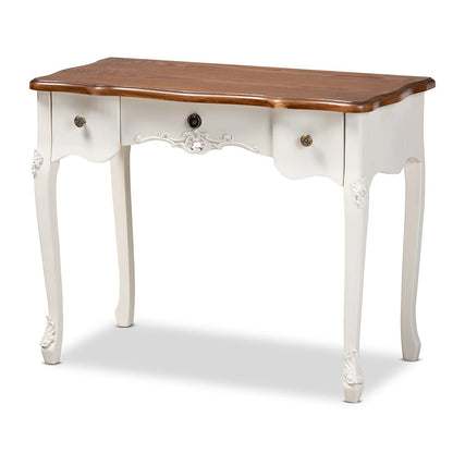 Baxton Studio - Sophie Vanity Table in White/Brown - 132050-White-Console view 1