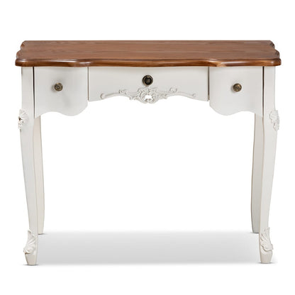 Baxton Studio - Sophie Vanity Table in White/Brown - 132050-White-Console view 3