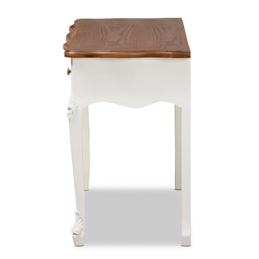 Baxton Studio - Sophie Vanity Table in White/Brown - 132050-White-Console view 4