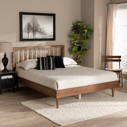 Baxton Studio - Sora Full Size Bed in Ash Walnut - Sora-Ash Walnut-Full view 6
