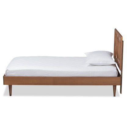Baxton Studio - Sora Twin Size Bed in Ash Walnut - Sora-Ash Walnut-Twin view 2