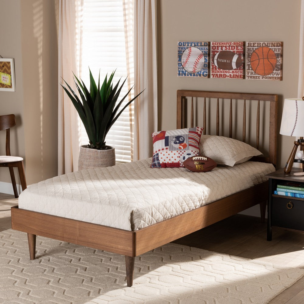 Baxton Studio - Sora Twin Size Bed in Ash Walnut - Sora-Ash Walnut-Twin view 6
