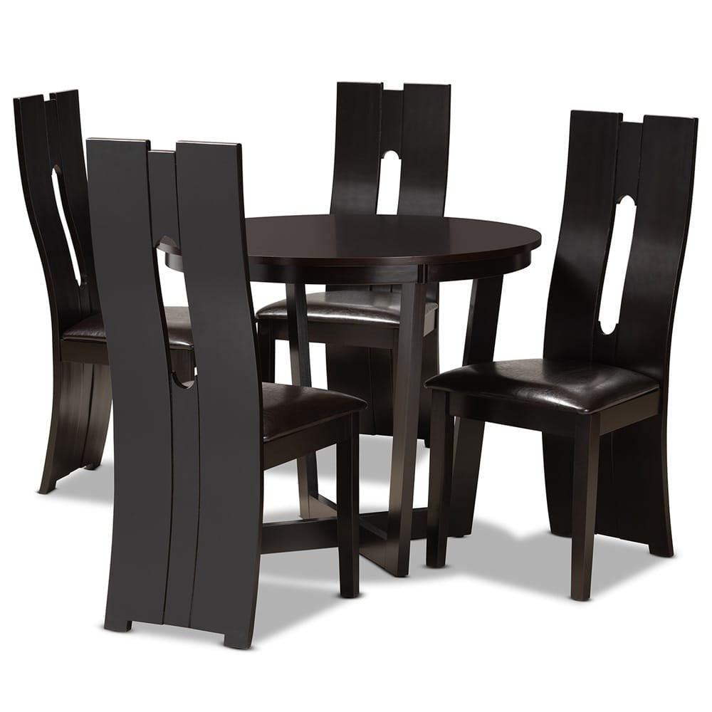 Baxton Studio - Sorley Dining Set in Dark Brown - Sorley-Dark Brown-5PC Dining Set view 1