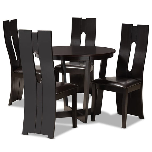 Baxton Studio - Sorley Dining Set in Dark Brown - Sorley-Dark Brown-5PC Dining Set view 1