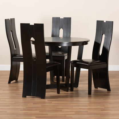 Baxton Studio - Sorley Dining Set in Dark Brown - Sorley-Dark Brown-5PC Dining Set view 8