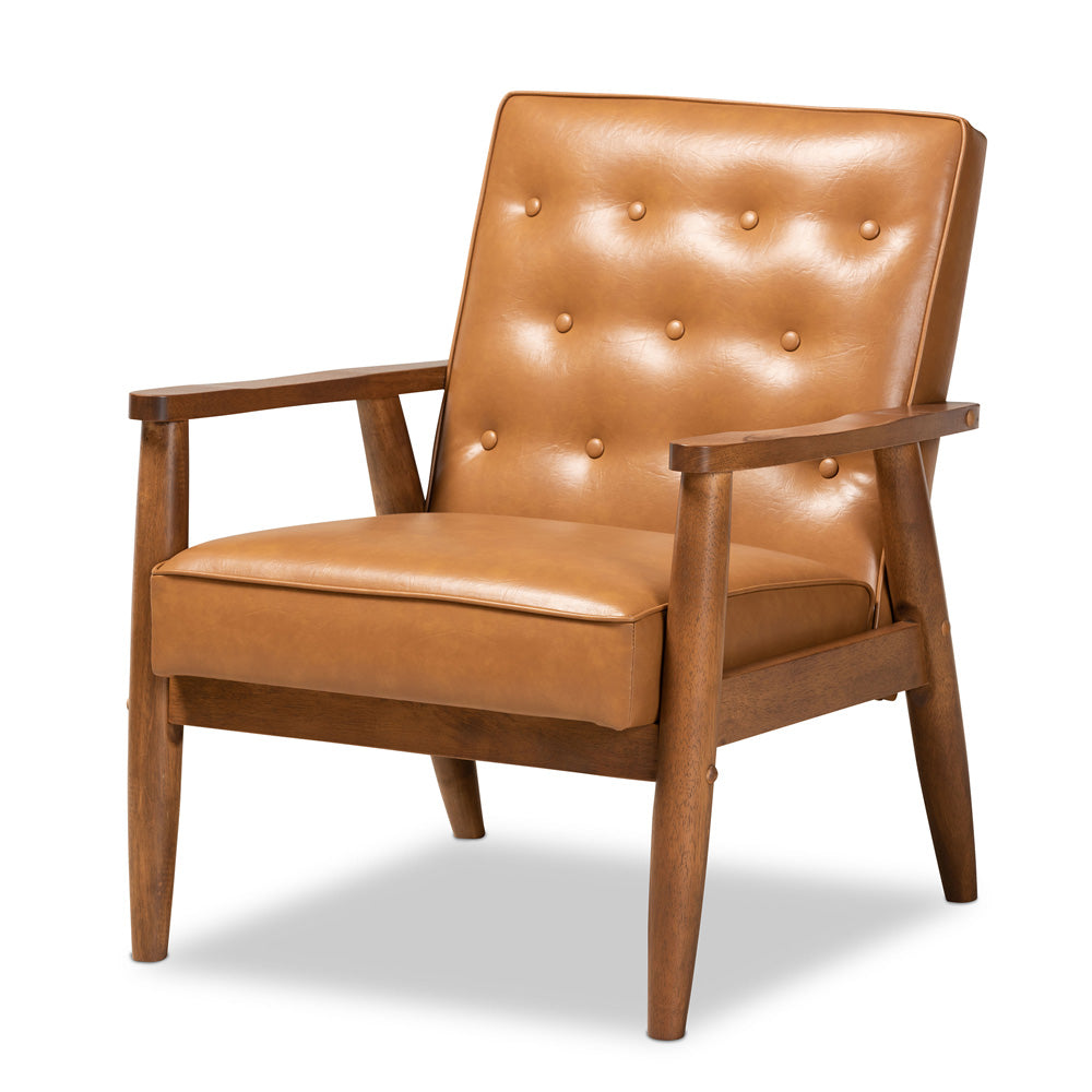 Baxton Studio - Sorrento Chair in Tan/walnut brown - BBT8013-Tan Chair view 1