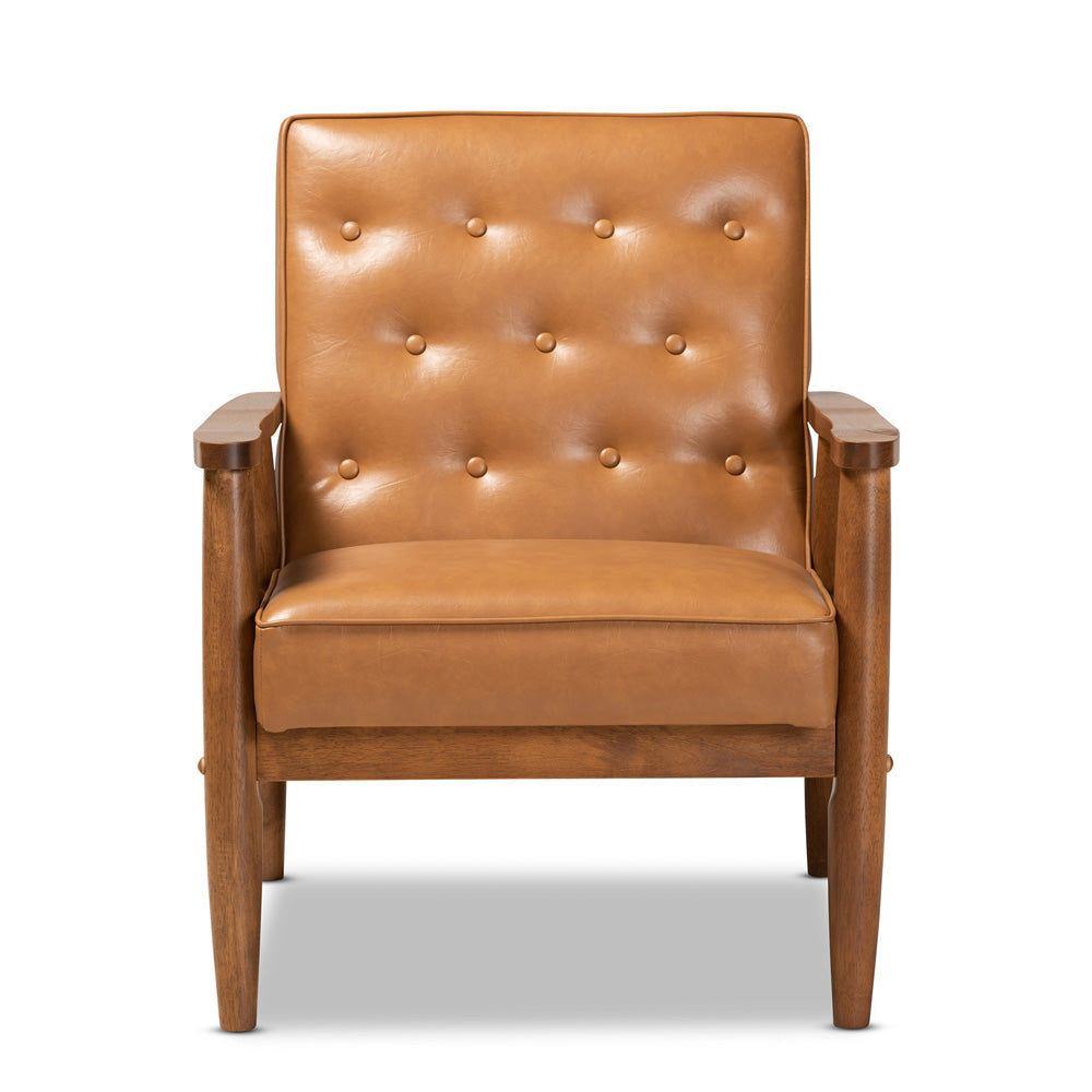 Baxton Studio - Sorrento Chair in Tan/walnut brown - BBT8013-Tan Chair view 2