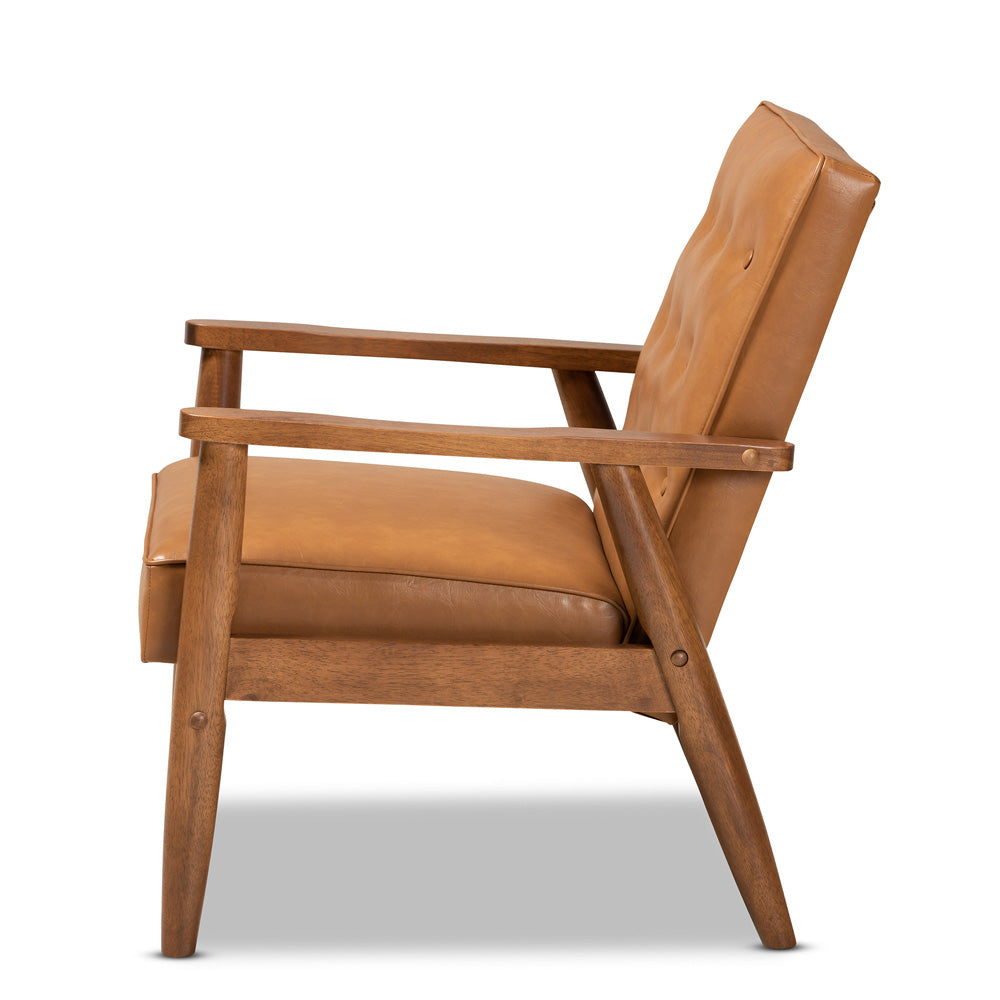 Baxton Studio - Sorrento Chair in Tan/walnut brown - BBT8013-Tan Chair view 3
