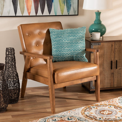 Baxton Studio - Sorrento Chair in Tan/walnut brown - BBT8013-Tan Chair view 7