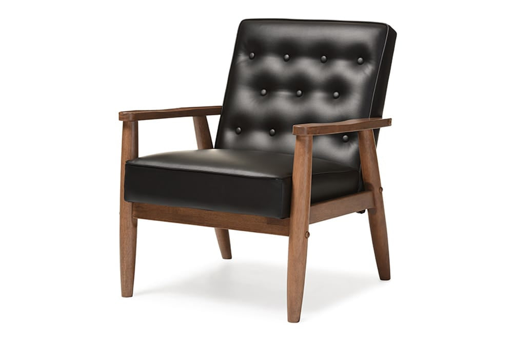 Baxton Studio - Sorrento Living Room Chair in Black - BBT8013-Black Chair view 1
