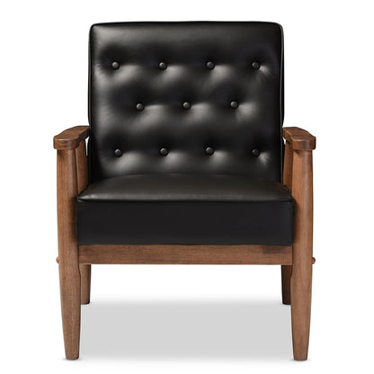 Baxton Studio - Sorrento Living Room Chair in Black - BBT8013-Black Chair view 2