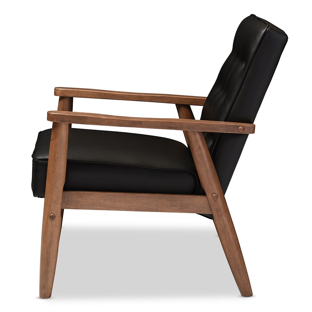 Baxton Studio - Sorrento Living Room Chair in Black - BBT8013-Black Chair view 3