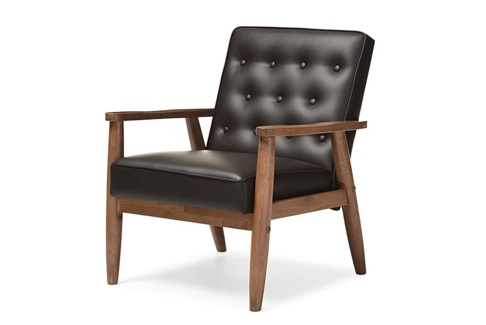 Baxton Studio - Sorrento Living Room Chair in Dark Brown - BBT8013-Brown Chair view 1