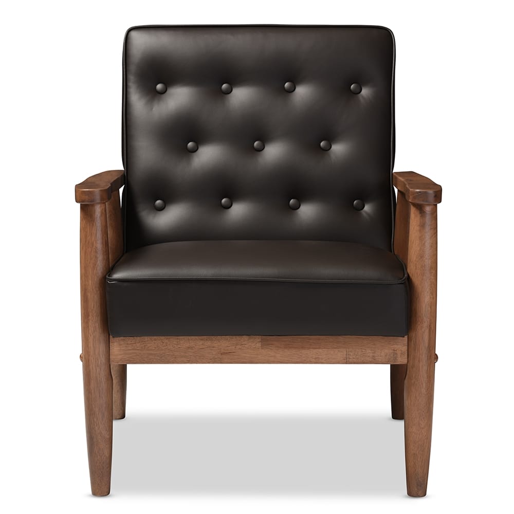 Baxton Studio - Sorrento Living Room Chair in Dark Brown - BBT8013-Brown Chair view 2