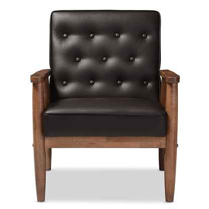 Baxton Studio - Sorrento Living Room Chair in Dark Brown - BBT8013-Brown Chair view 2