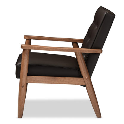Baxton Studio - Sorrento Living Room Chair in Dark Brown - BBT8013-Brown Chair view 3