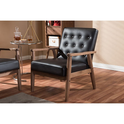 Baxton Studio - Sorrento Living Room Chair in Dark Brown - BBT8013-Brown Chair view 5