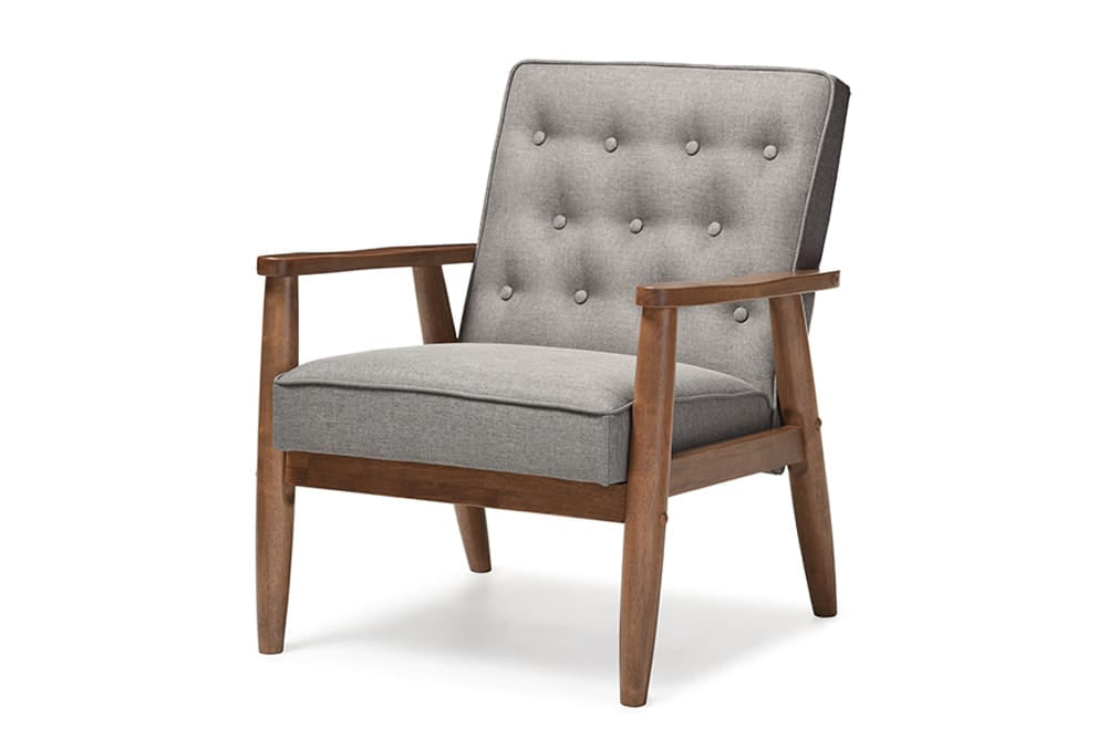 Baxton Studio - Sorrento Living Room Chair in Grey - BBT8013-Grey Chair view 1