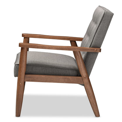 Baxton Studio - Sorrento Living Room Chair in Grey - BBT8013-Grey Chair view 3