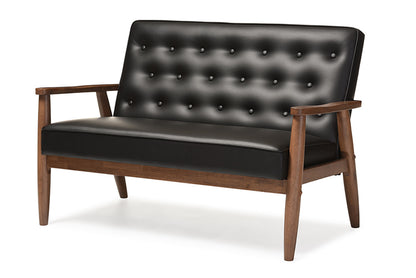 Baxton Studio - Sorrento Loveseat in Black - BBT8013-Black Loveseat view 1