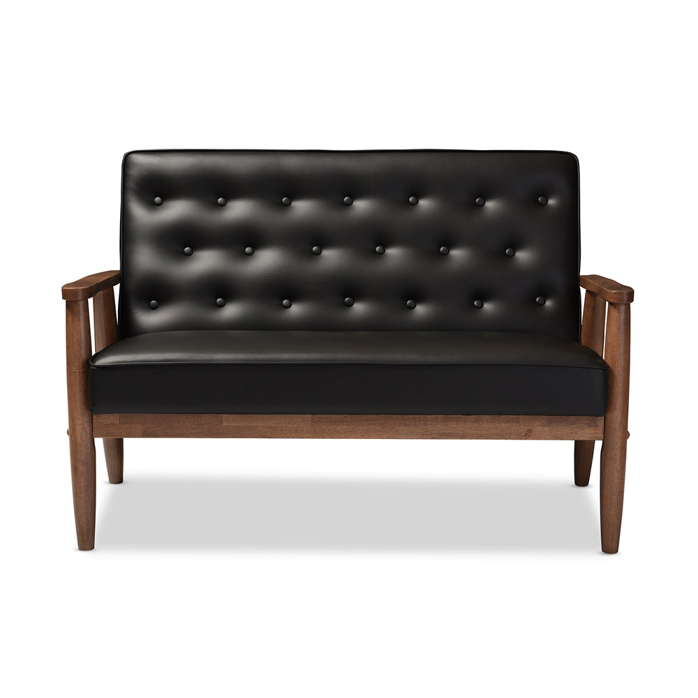 Baxton Studio - Sorrento Loveseat in Black - BBT8013-Black Loveseat view 2