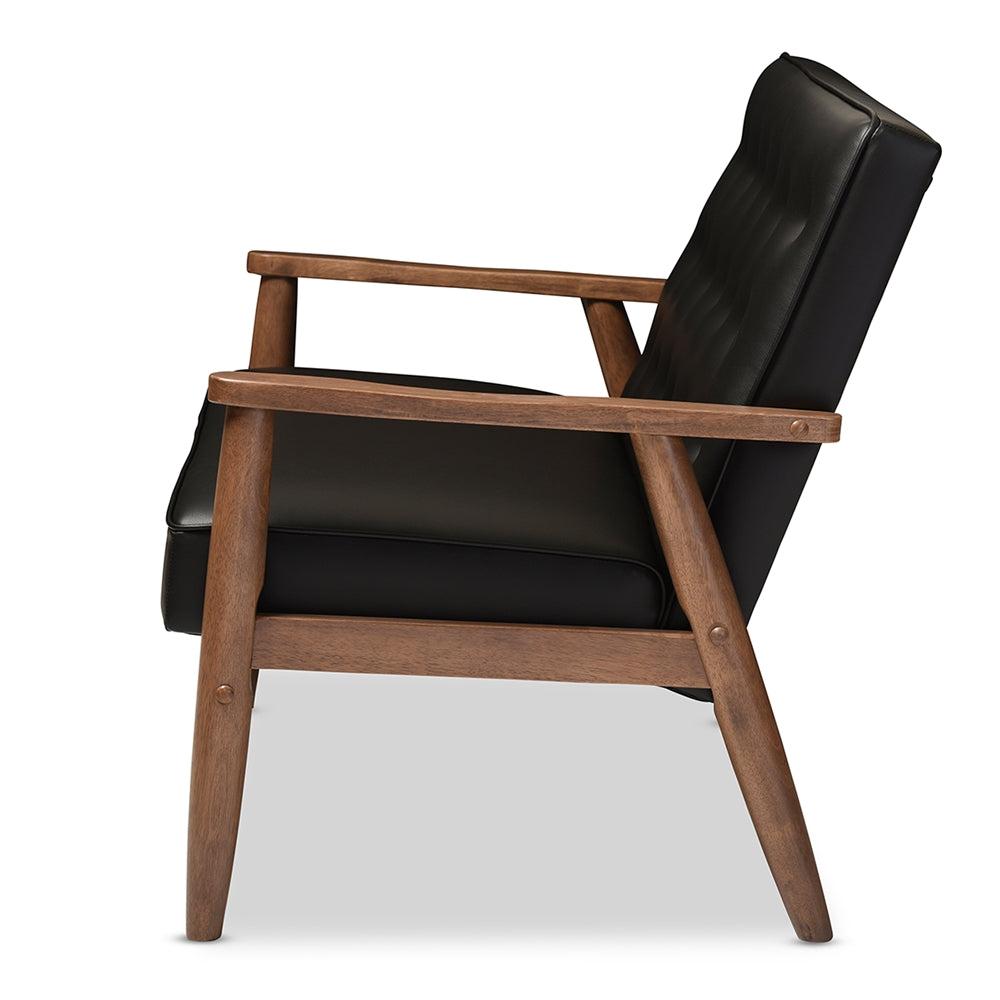 Baxton Studio - Sorrento Loveseat in Black - BBT8013-Black Loveseat view 3