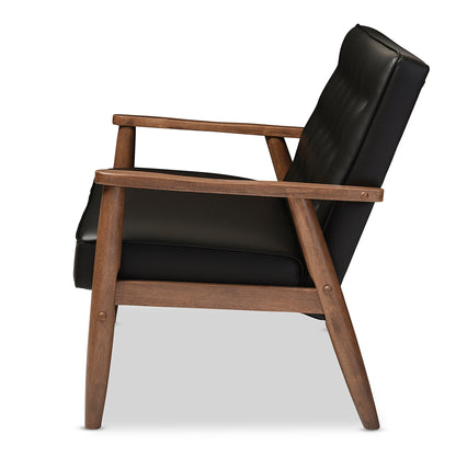 Baxton Studio - Sorrento Loveseat in Black - BBT8013-Black Loveseat view 3