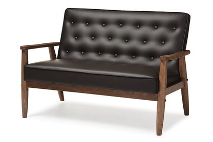 Baxton Studio - Sorrento Loveseat in Dark Brown - BBT8013-Brown Loveseat view 1