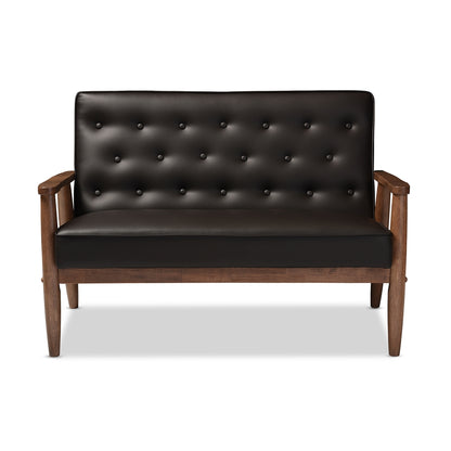 Baxton Studio - Sorrento Loveseat in Dark Brown - BBT8013-Brown Loveseat view 2