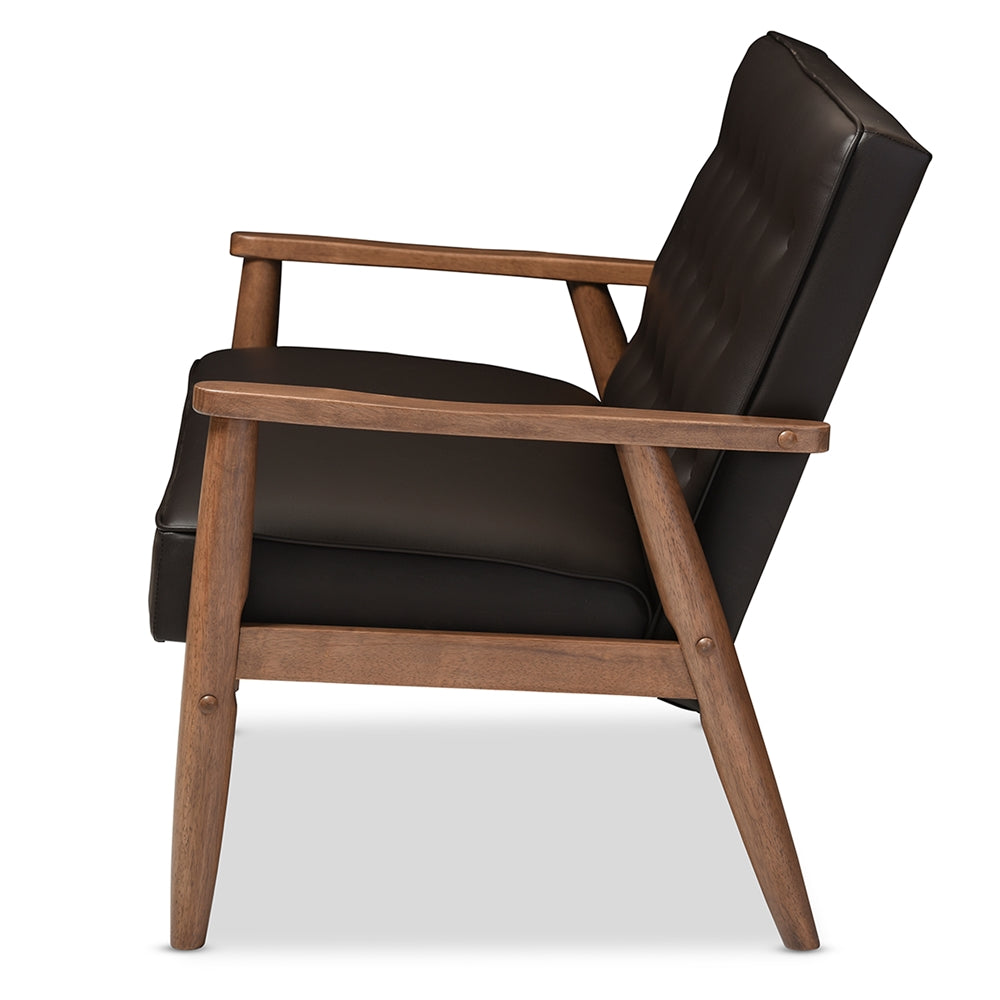 Baxton Studio - Sorrento Loveseat in Dark Brown - BBT8013-Brown Loveseat view 3