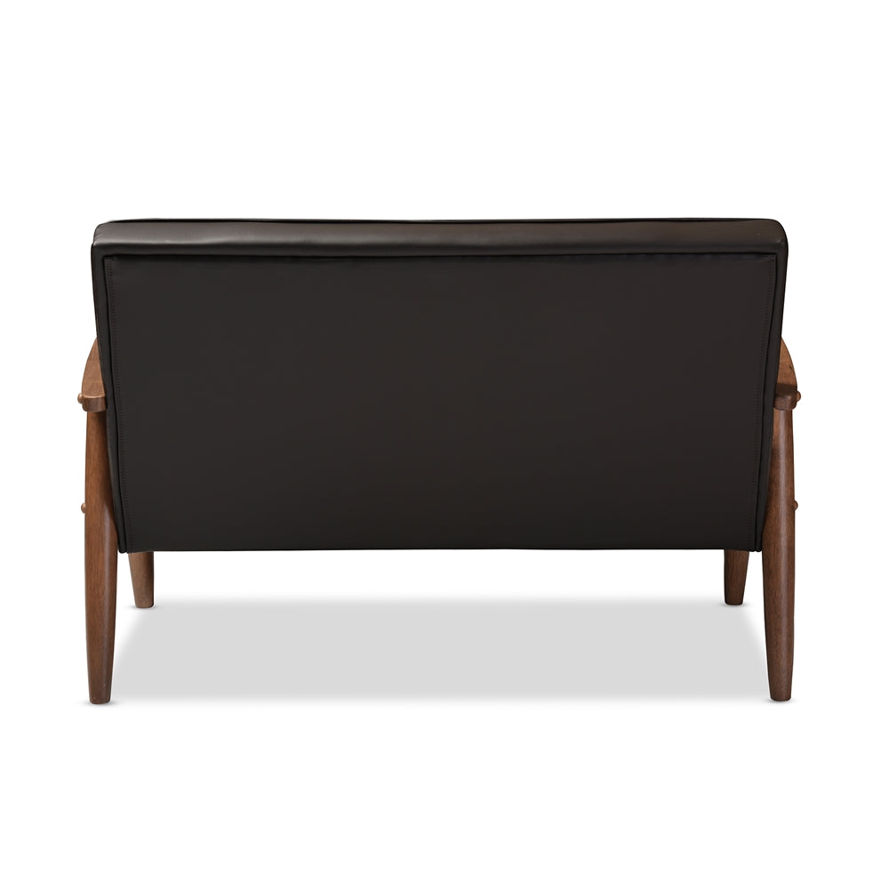 Baxton Studio - Sorrento Loveseat in Dark Brown - BBT8013-Brown Loveseat view 4