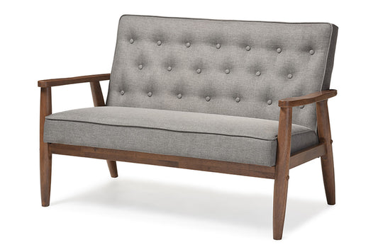 Baxton Studio - Sorrento Loveseat in Grey - BBT8013-Grey Loveseat view 1