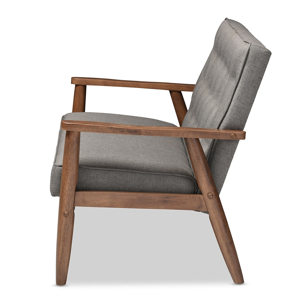 Baxton Studio - Sorrento Loveseat in Grey - BBT8013-Grey Loveseat view 3