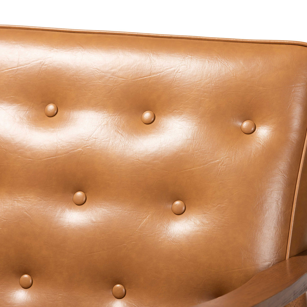Baxton Studio - Sorrento Loveseat in Tan/walnut brown - BBT8013-Tan Loveseat view 5