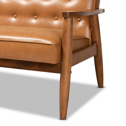 Baxton Studio - Sorrento Loveseat in Tan/walnut brown - BBT8013-Tan Loveseat view 6