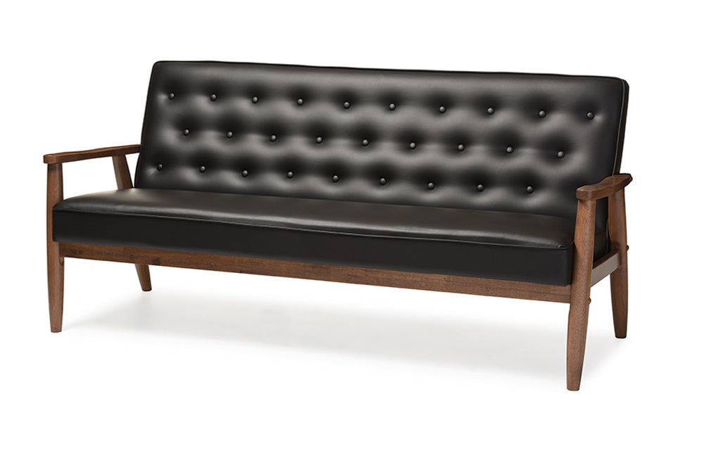 Baxton Studio - Sorrento Sofa in Black - BBT8013-Black Sofa view 1