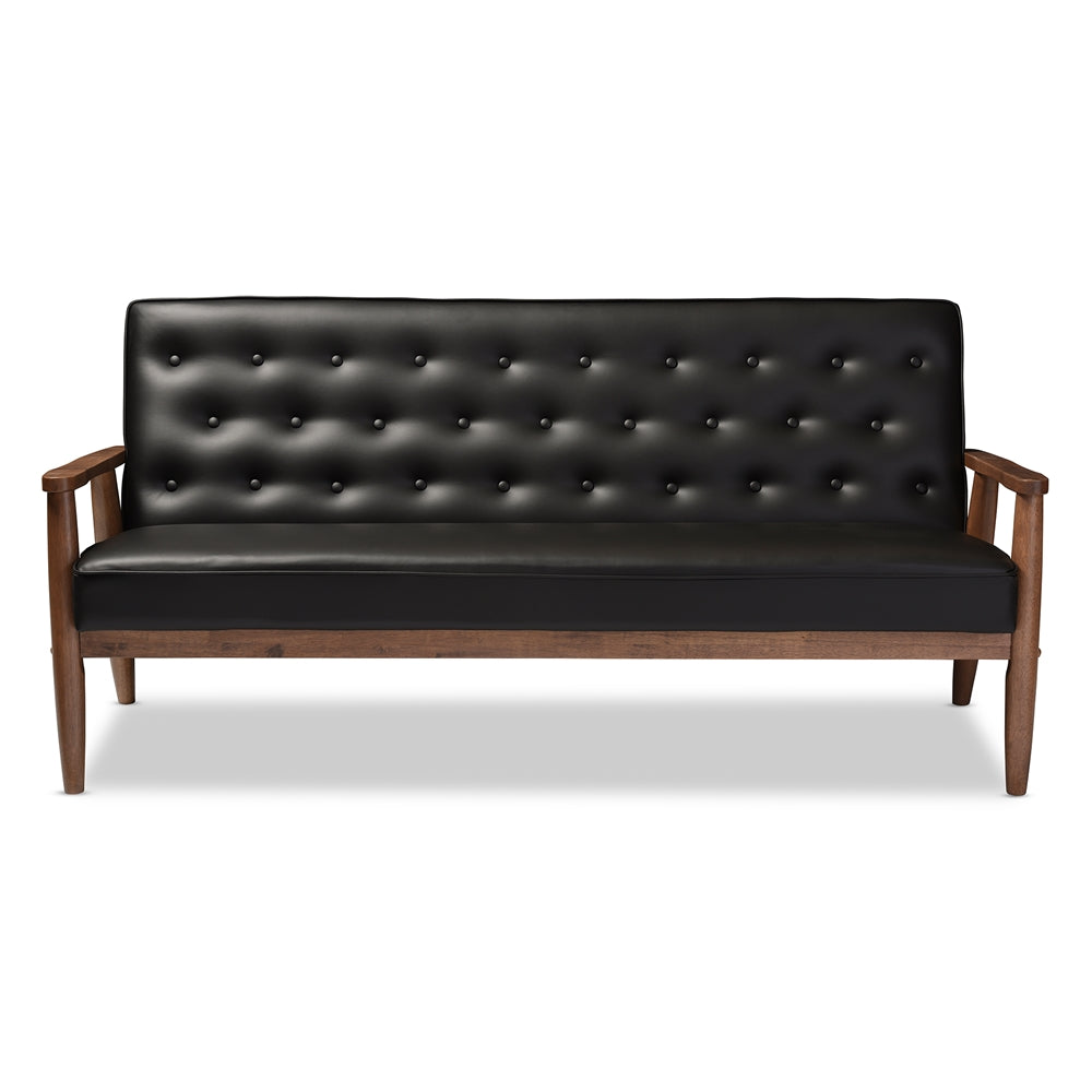 Baxton Studio - Sorrento Sofa in Black - BBT8013-Black Sofa view 2
