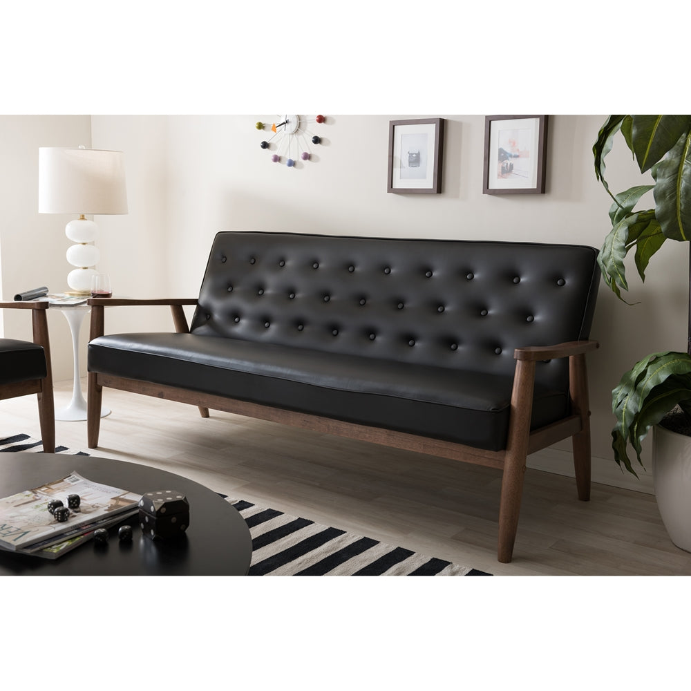 Baxton Studio - Sorrento Sofa in Black - BBT8013-Black Sofa view 5