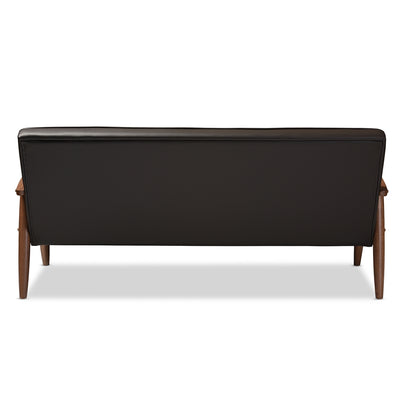Baxton Studio - Sorrento Sofa in Dark Brown - BBT8013-Brown Sofa view 4